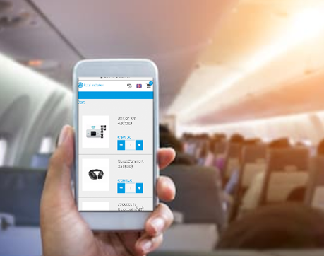 Using phone to order onboard plane