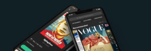 Two smartphones showing two different magazines