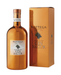 bottega spa gin bacur copper coloured bottle and box