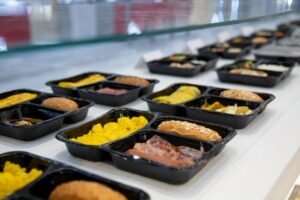 meal prep trays on a counter