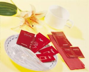 disposable red condiment sachets