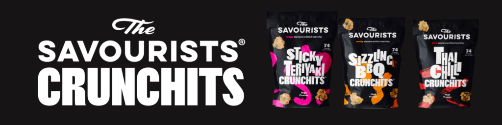 The Savourists LTD banner with snack packs black background