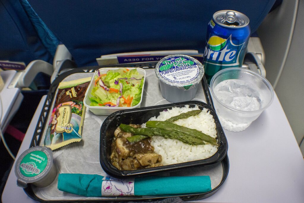 Hawaiian airlines inflight meal tray