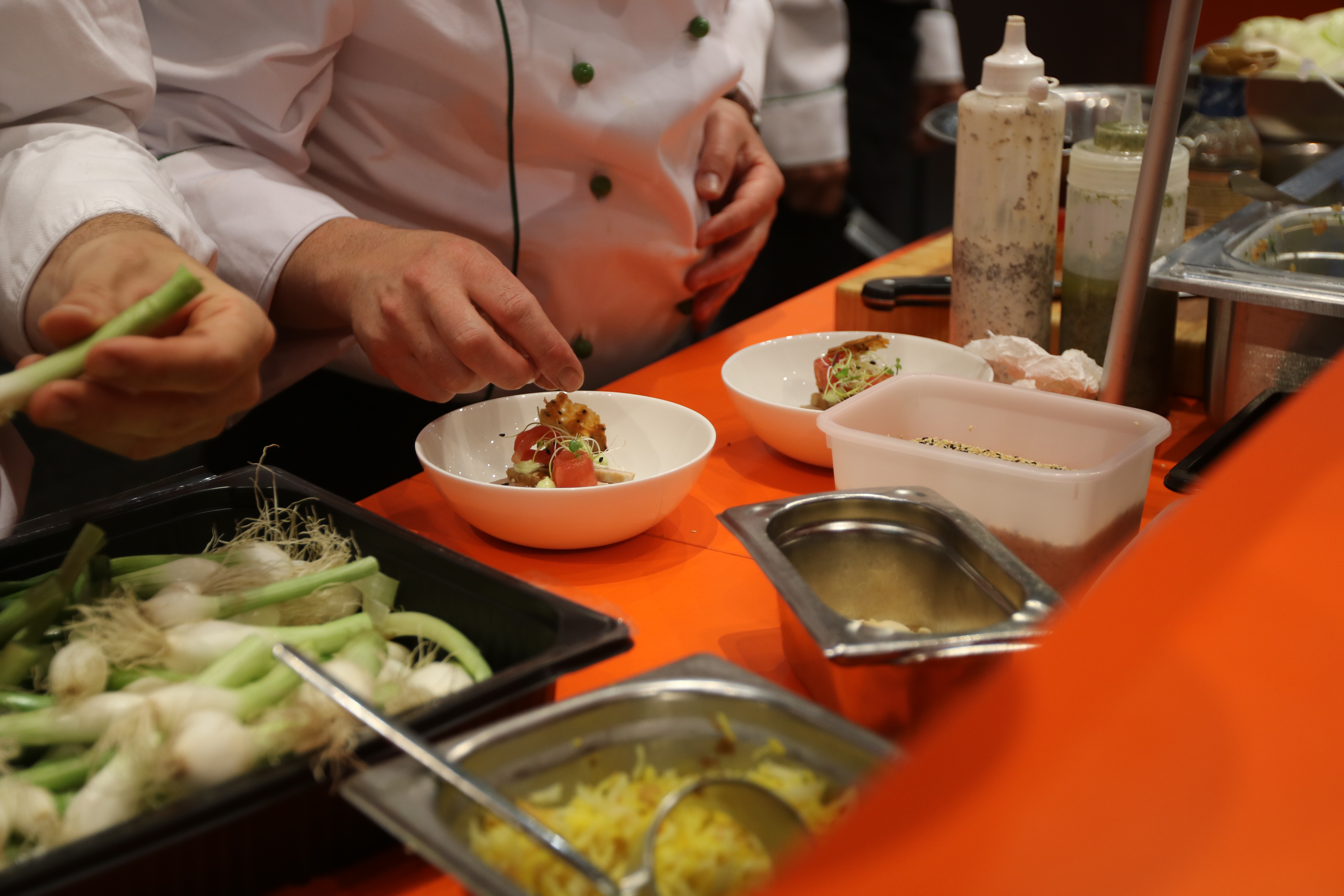 chef station preparing food