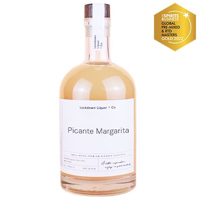 Picante Margarita by Lockdown Liquor & Co. bottle white background
