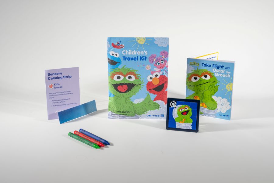 Children's Travel Kit Linstol stood upright on white background with sesame street characters